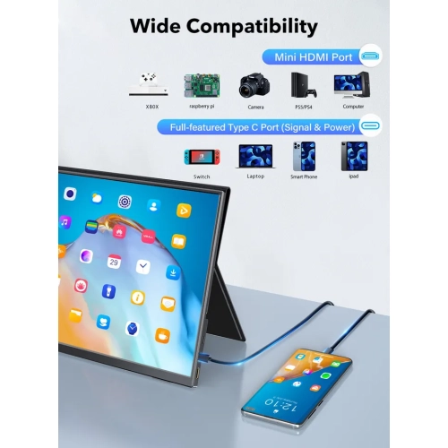UPERFECT Portable Laptop Monitor Touchscreen 15.6" HDMI USB C External Computer Display