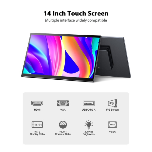 UPERFECT X True Portable Monitor Touchsreen USB-A 14.0 VGA HDMI USB C Display