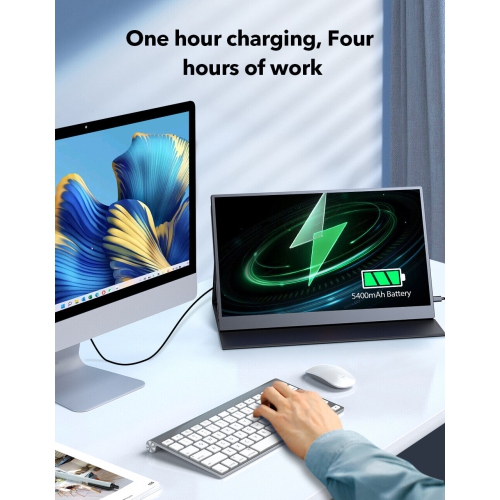 UPERFECT 15.6-Inch 1080P Portable Computer Monitor Touch Screen USB C with Battery