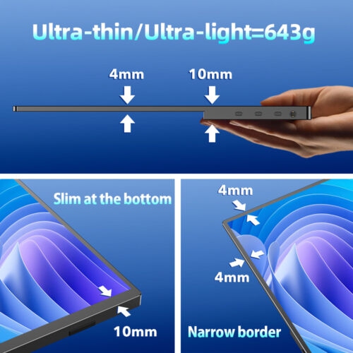 UPERFECT 16" Portable Monitor 2K QHD Screen HDR LCD Display with VESA Mountable