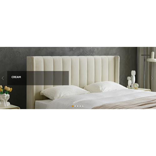 Luxurious Upholstered Platform Bed Frame, Velvet fabric covered headboard/Queen Size