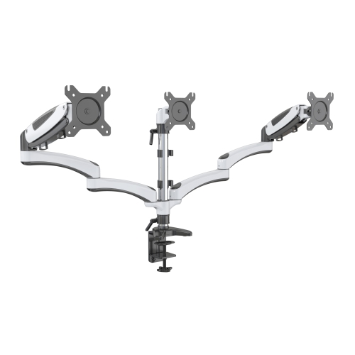 Refurbished - SHOPPINGALL Fully Adjustable Triple Gas Spring LCD Monitor Arm Desk Mount Stand with 2 Swing Arms for Three 15"-32" Monitors -