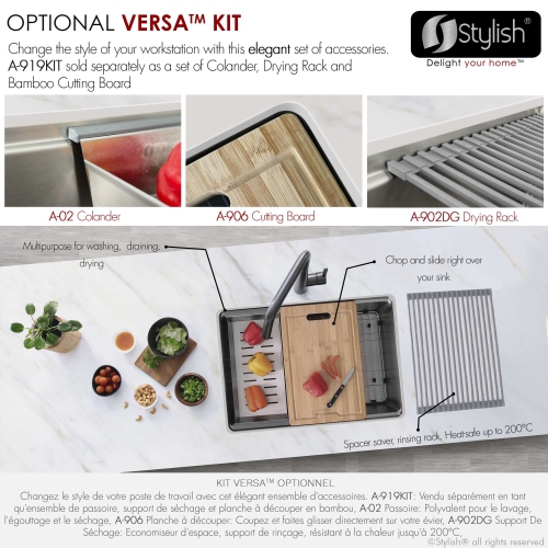 OPEN BOX A - Dual Mount 27" Stainless Steel Single-Bowl Workstation Kitchen Sink S-127W