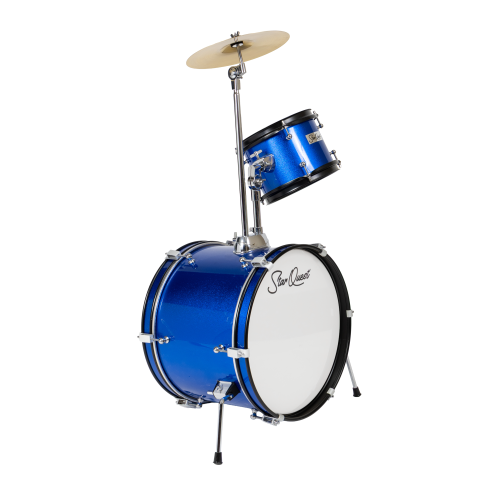 StarQuest Junior 3-Piece Drum Set – Premium Metallic Blue Finish with Bass, Snare, Tom and Crash Cymbal – Perfect for Junior Drummers and Beginners
