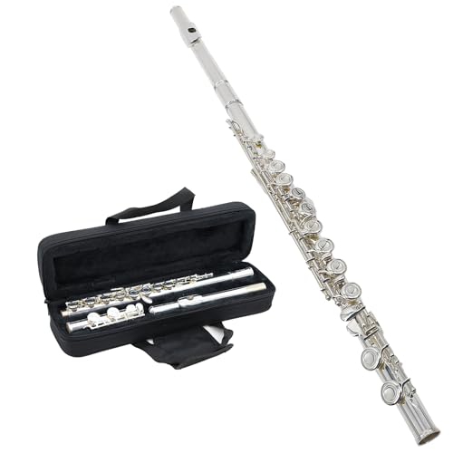 StarQuest – flûte C Flute plaquée argent à trou fermé de qualité supérieure pour débutants et musiciens expérimentés. Comprend étui protecteur, tige