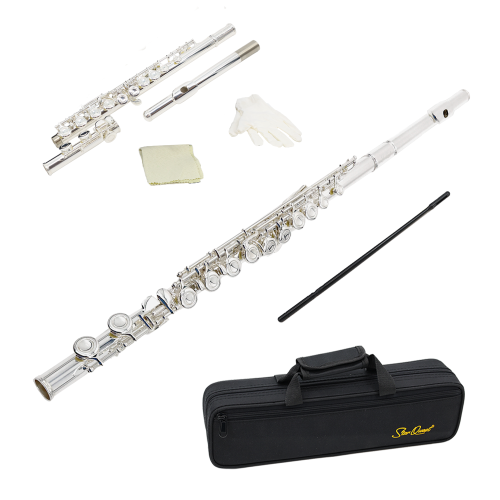 StarQuest – flûte C Flute plaquée argent à trou fermé de qualité supérieure pour débutants et musiciens expérimentés. Comprend étui protecteur, tige