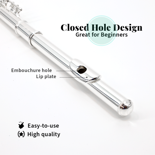 StarQuest – flûte C Flute plaquée argent à trou fermé de qualité supérieure pour débutants et musiciens expérimentés. Comprend étui protecteur, tige