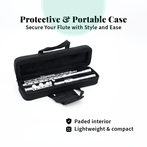 StarQuest – flûte C Flute plaquée argent à trou fermé de qualité supérieure pour débutants et musiciens expérimentés. Comprend étui protecteur, tige