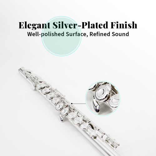 StarQuest – flûte C Flute plaquée argent à trou fermé de qualité supérieure pour débutants et musiciens expérimentés. Comprend étui protecteur, tige