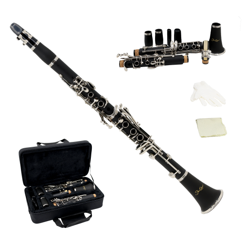 StarQuest Bb Clarinet Durable ABS Body with 17 Nickel-Plated Keys, Ideal for Beginners to Experienced Musicians, Hardened Case and Reed Included