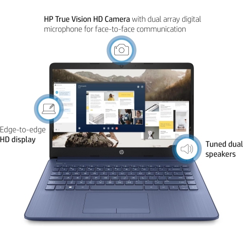 HP - Portable à écran HD microbordure de 14&nbsp;po - Celeron N4120 d'Intel - Mémoire 16&nbsp;Go - eMMC 64&nbsp;Go - Windows 11 Famille S mode, mince