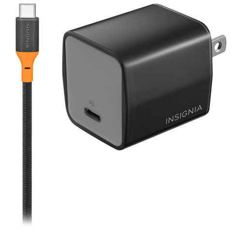 Chargeur mural USB-C PD de 45 W d'Insignia avec câble tissé USB-C de 6 pi - Exclusivité Best Buy