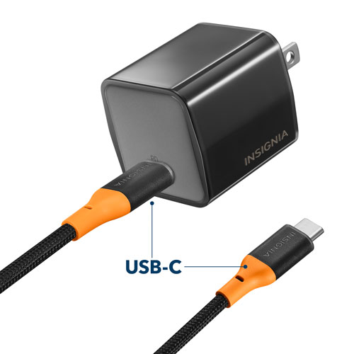 Chargeur mural USB-C PD de 45 W d'Insignia avec câble tissé USB-C de 6 pi - Exclusivité Best Buy