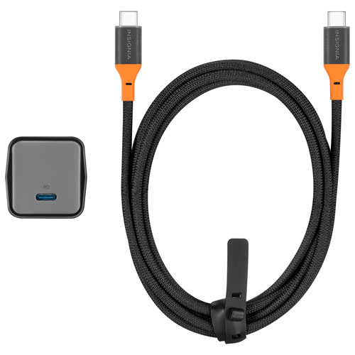 Chargeur mural USB-C PD de 45 W d'Insignia avec câble tissé USB-C de 6 pi - Exclusivité Best Buy