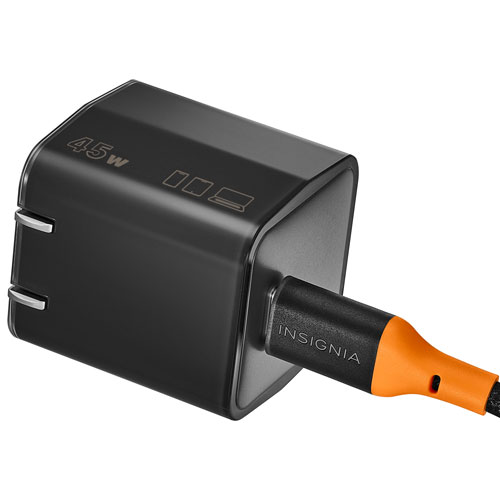 Chargeur mural USB-C PD de 45 W d'Insignia avec câble tissé USB-C de 6 pi - Exclusivité Best Buy