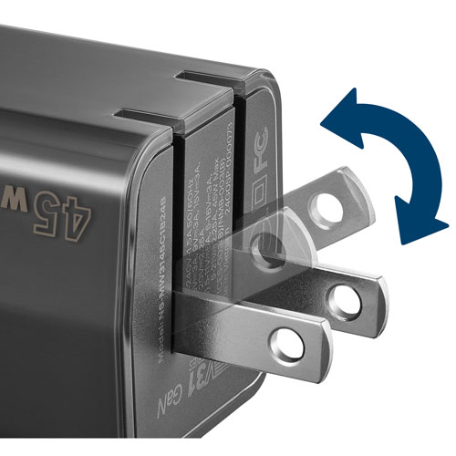 Chargeur mural USB-C PD de 45 W d'Insignia avec câble tissé USB-C de 6 pi - Exclusivité Best Buy