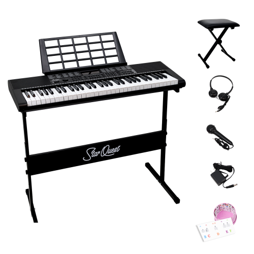 StarQuest 61 Key Portable Electronic Keyboard Piano Kit – Digital Piano for Beginners and Experienced Musicians, With Stand, Bench, Headphones, &