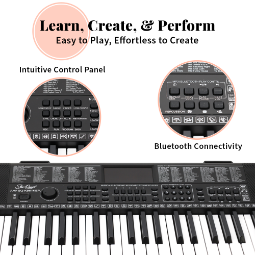 StarQuest 61 Key Portable Electronic Keyboard Piano Kit – Digital Piano for Beginners and Experienced Musicians, With Stand, Bench, Headphones, &