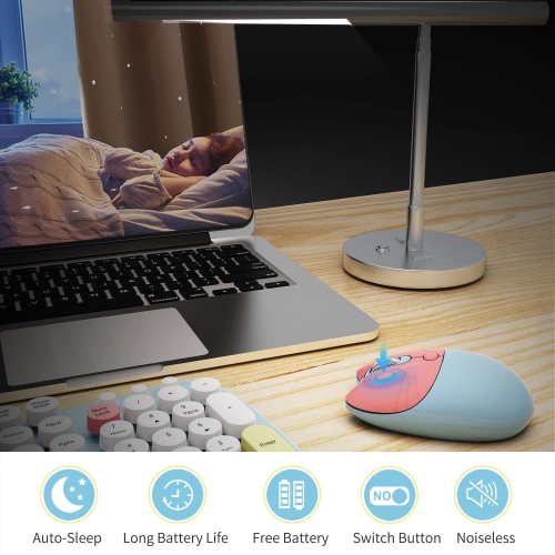 Wireless Keyboard Mouse Combo, Colorful 104 Keys Typewriter Retro Round Keycaps Keyboard for PC Laptop, Windows, Desktop, Home and Office Keyboards,