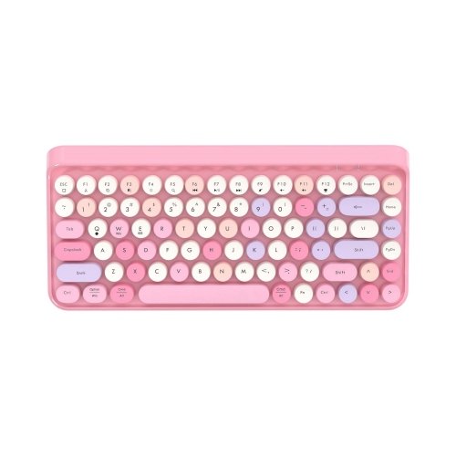 NIERBO  Portable Bluetooth Colorful Computer Keyboards, Wireless Mini Compact Retro Typewriter Flexible 84 Keys Design Keyboard, Pink-Colorful