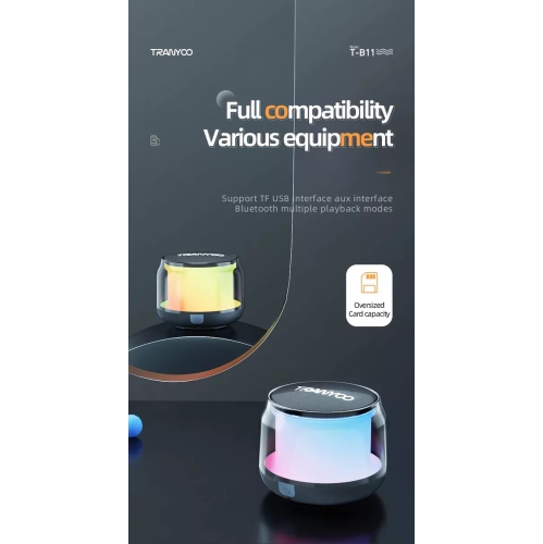 Haut-parleur portatif d'extérieur à DEL Symphony bouge avec la musique T-B11 Black