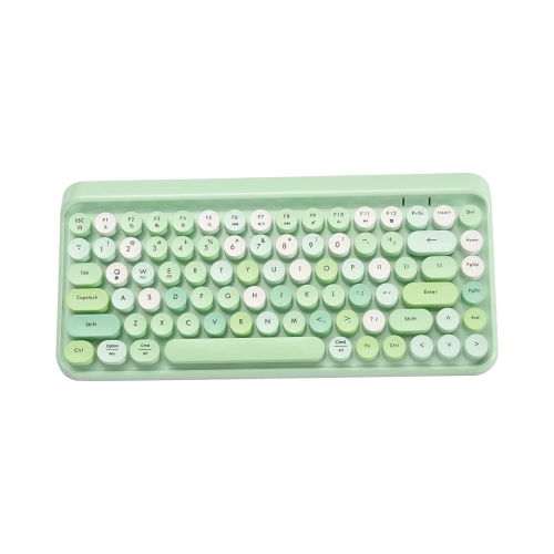 NIERBO  Portable Bluetooth Colorful Computer Keyboards, Wireless Mini Compact Retro Typewriter Flexible 84 Keys Design Keyboard, Green-Colorful