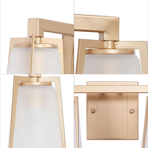 Modern Farmhouse Bathroom Vanity Light, 28 in. 4-Light Contemporary Gold Wall Sconces with Bell Frosted Glass Shades