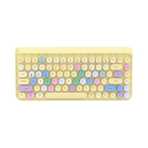 NIERBO  Portable Bluetooth Colorful Computer Keyboards, Wireless Mini Compact Retro Typewriter Flexible 84 Keys Design Keyboard, Yellow-Colorful