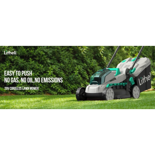 Litheli Cordless Lawn Mower 13 Inch, 5 Heights, 20V Battery Lawnmower for Garden, Yard and Farm, 4.0Ah Battery & Charger Included