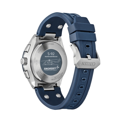 Citizen Mens Promaster Sikorsky Special Edition Eco-Drive Watch 46mm Silver-Tone Stainless Steel Case Blue Rubber Strap with Blue Dial