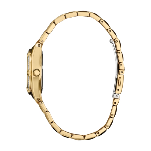 Montre pour femmes Corso Eco-Drive 28 mm avec boîtier et bracelet en acier inoxydable doré avec cadran noir de Citizen