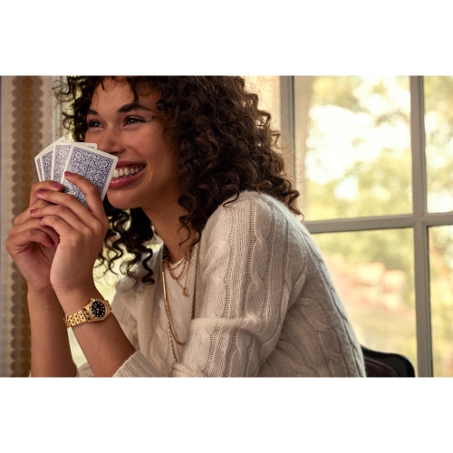 Montre pour femmes Corso Eco-Drive 28 mm avec boîtier et bracelet en acier inoxydable doré avec cadran noir de Citizen