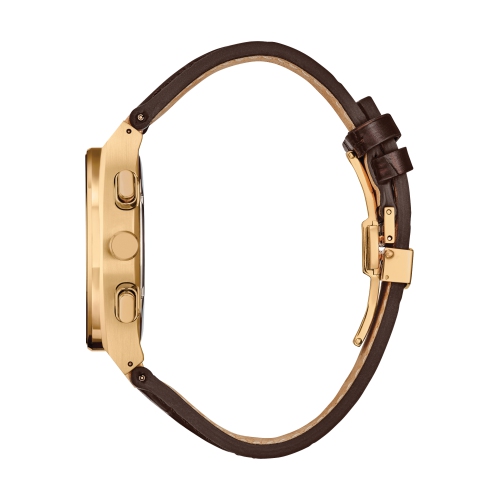 Citizen Mens Axiom SC Eco-Drive Watch 43mm Rose Gold-Tone Stainless Steel Case Brown Leather Strap with Black Dial