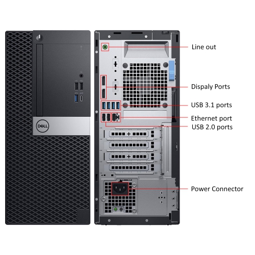 Refurbished - Gaming PC Dell OptiPlex 5060 Tower Windows 11 Pro Computer - GeForce RTX 3050 6GB (Intel i7 Hexa-Core CPU/ 32GB DDR4 RAM/ 2TB NVMe SSD/