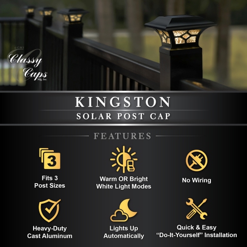Classy Caps Kingston Black Dual Lighted Solar Post Cap SLZ332B