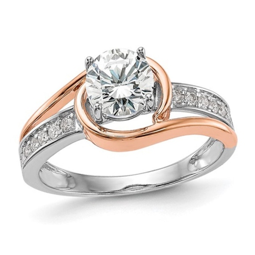 GEM AND HARMONY  1.17 Carat (Ctw Vs2-Vs1, D-E-F) Igi Certified Lab-Grown Diamond By-Pass Engagement Ring 14K And Rose Gold In White