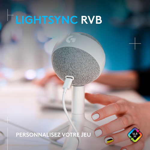Microphone de jeu USB Yeti Orb à condensateur avec éclairage RVB LIGHTSYNC de Logitech - Blanc - Exclusivité de Best Buy