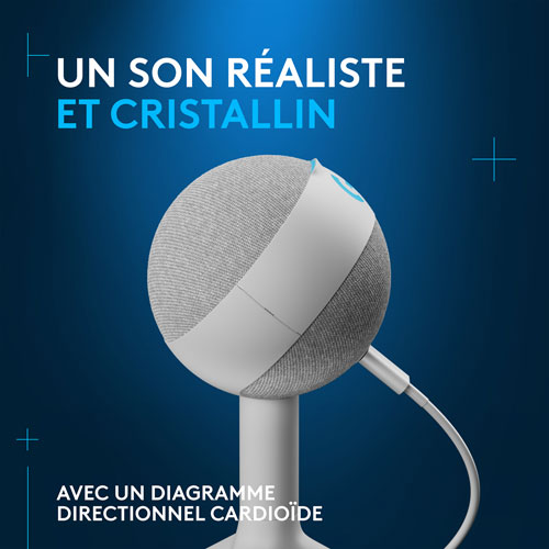 Microphone de jeu USB Yeti Orb à condensateur avec éclairage RVB LIGHTSYNC de Logitech - Blanc - Exclusivité de Best Buy