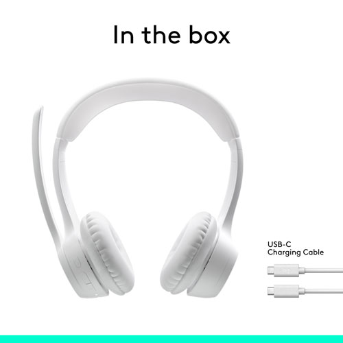 Casque d'écoute sans fil Bluetooth Zone 300 avec microphone à suppression du bruit de Logitech - Blanc cassé