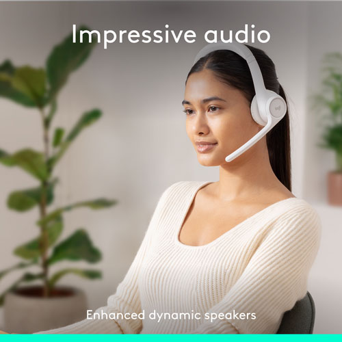 Casque d'écoute sans fil Bluetooth Zone 300 avec microphone à suppression du bruit de Logitech - Blanc cassé
