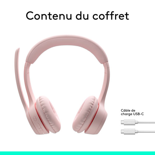 Logitech Zone 300 Bluetooth Wireless Headset with Noise Cancelling Microphone - Rose