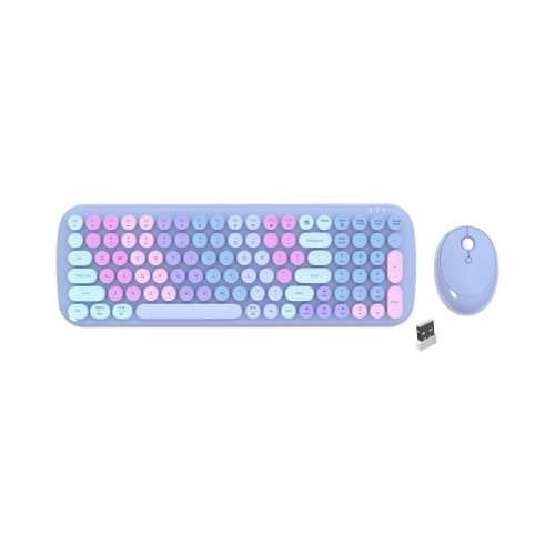 NIERBO  Wireless Keyboards And Mouse Combos, Gradient Rainbow Colored Retro Typewriter Flexible Keyboard, 2.4Ghz Connection And Optical Mouse Rainbow