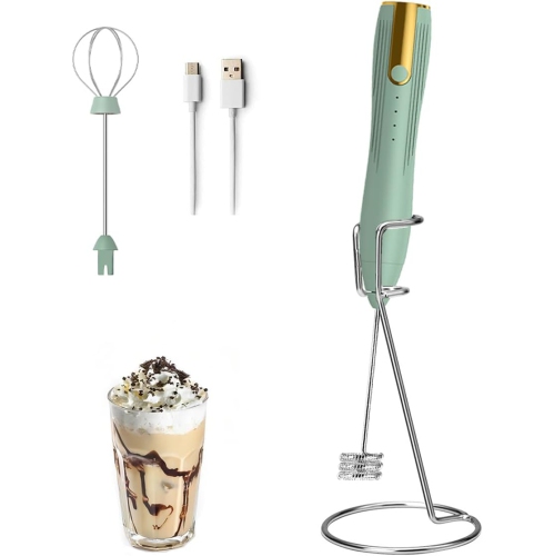 Electric Milk Frother Handheld with 2 Stainless Whisks 3 Adjustable Speeds, Mousseur à Lait Electric Whisk Foam Maker for Cappuccino,Latte, Coffee