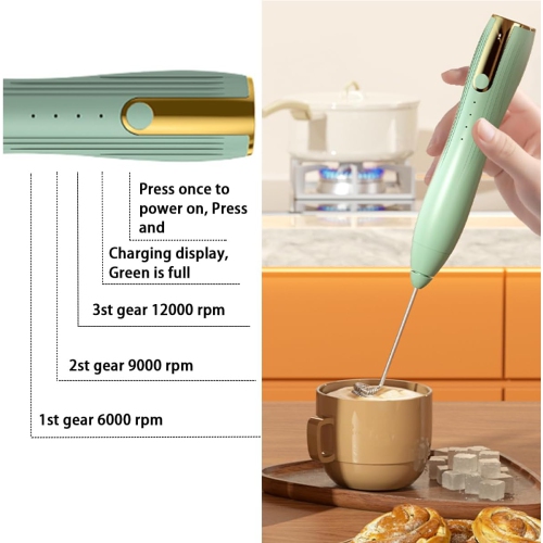Electric Milk Frother Handheld with 2 Stainless Whisks 3 Adjustable Speeds, Mousseur à Lait Electric Whisk Foam Maker for Cappuccino,Latte, Coffee