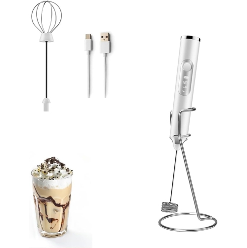 Electric Milk Frother Handheld with 2 Stainless Whisks 3 Adjustable Speeds, Mousseur à Lait Electric Whisk Foam Maker for Cappuccino,Latte, Coffee