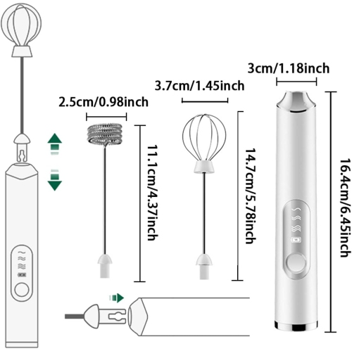Electric Milk Frother Handheld with 2 Stainless Whisks 3 Adjustable Speeds, Mousseur à Lait Electric Whisk Foam Maker for Cappuccino,Latte, Coffee