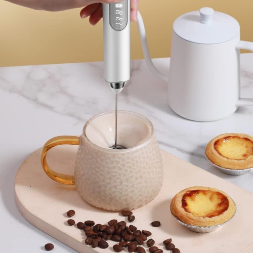 Electric Milk Frother Handheld with 2 Stainless Whisks 3 Adjustable Speeds, Mousseur à Lait Electric Whisk Foam Maker for Cappuccino,Latte, Coffee
