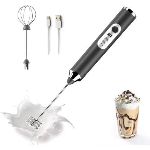 Moussoir à lait électrique à main avec 2 fouets en acier inoxydable 3 vitesses réglables, distributeur à lait électrique Whisk Foam Maker pour