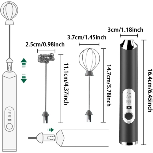 Moussoir à lait électrique à main avec 2 fouets en acier inoxydable 3 vitesses réglables, distributeur à lait électrique Whisk Foam Maker pour