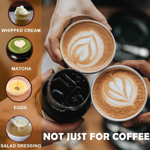 Handheld Milk Coffee Frother,USB-Rechargeable Hand Frother,Adjustable Handheld Milk Frother for Hot Chocolate, Cappuccinos, Milkshakes, Egg Mix, Black